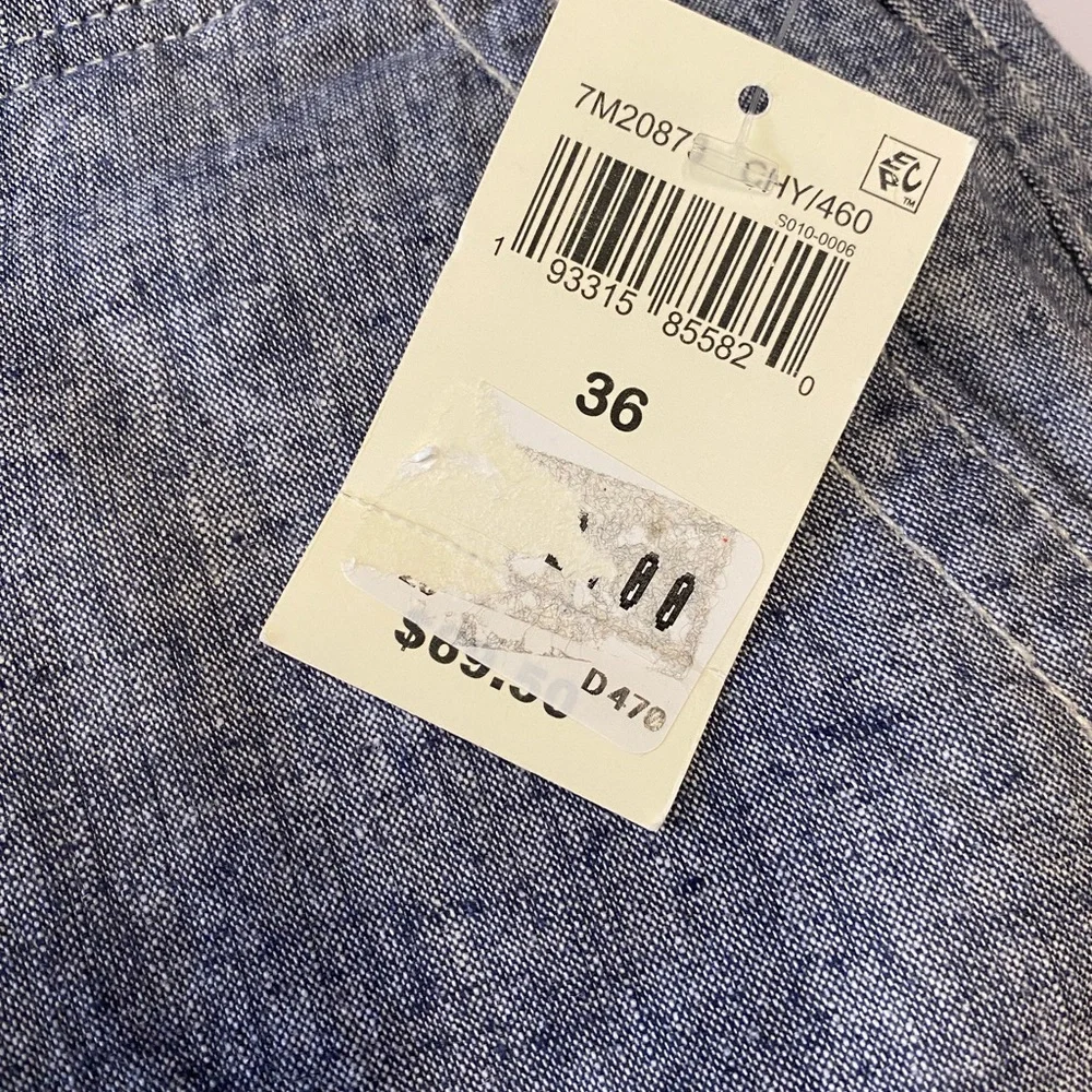 Lucky brand Men's Blue grey chambray linen cotton Shorts short 9” size 36